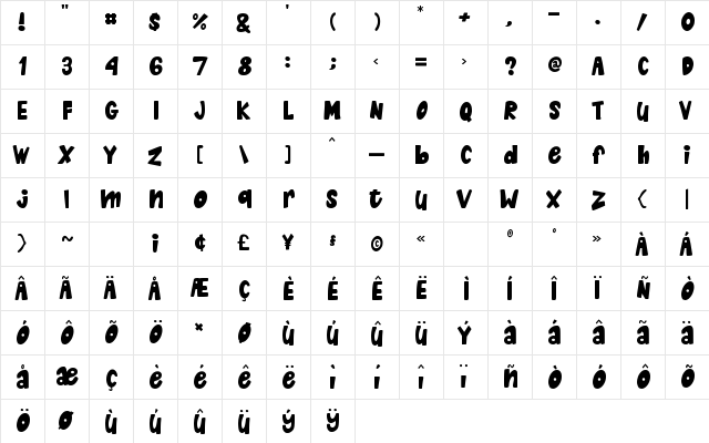 Little Paws Regular  glyph index