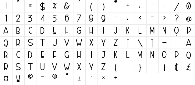 Naura Regular_DEMO  glyph index