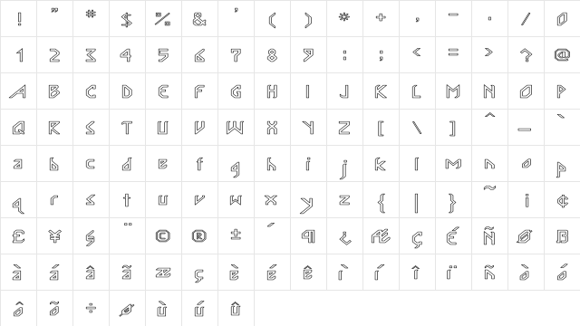 InkaBod Large Hollow Regular  glyph index