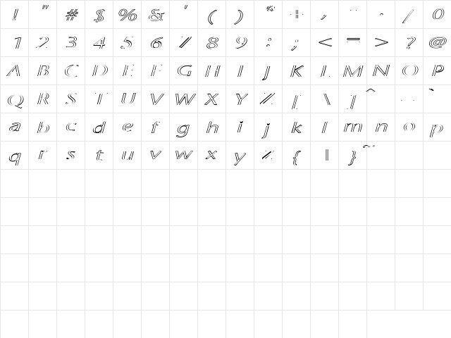 Linguini 4 Regular  glyph index