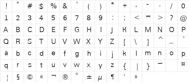 a_GroticLt Regular  glyph index