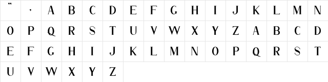 ROMANTICE Regular  glyph index