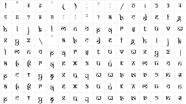 DS Izmir Normal  glyph index