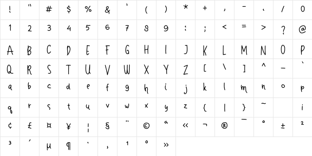 Doctor Vista Regular  glyph index