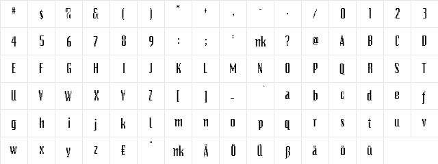 PixelsDream-DemiBold Regular  glyph index
