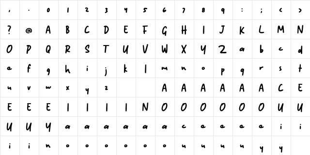 Kinethick - DEMO Regular  glyph index