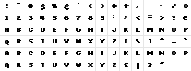 Silkscreen Expanded Bold  glyph index