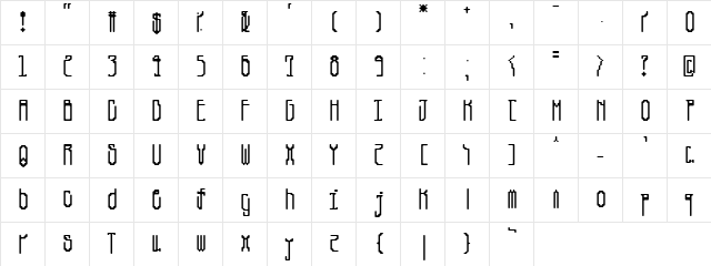 Canne Regular  glyph index