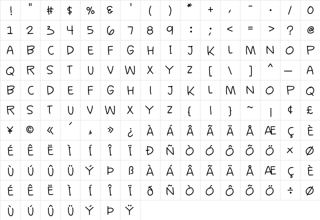 K26CasualComics Medium  glyph index