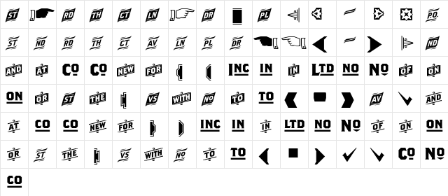 BrothersWordLogos Roman  glyph index