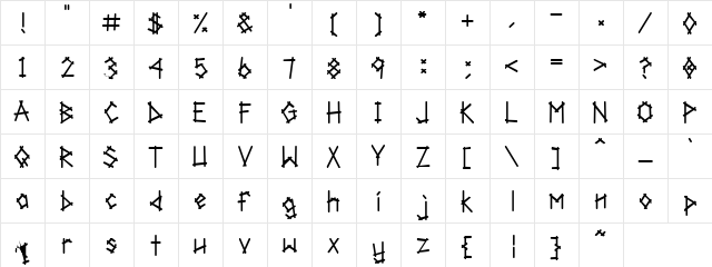 PC Popstick Regular  glyph index