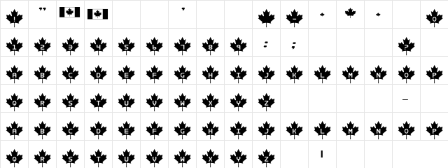 RCMP Regular  glyph index