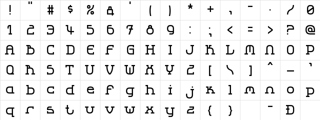 LBC Cool 2 Regular  glyph index