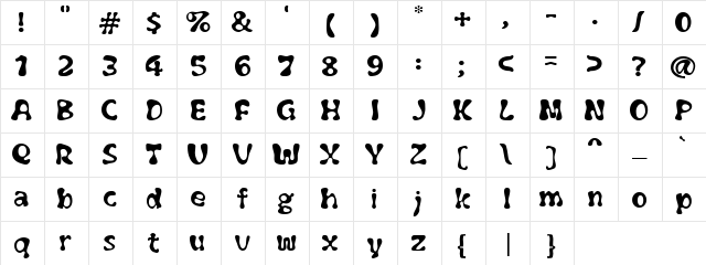 Drunker Sam Regular  glyph index