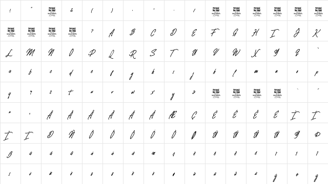 Clovvo Personal Use Regular  glyph index