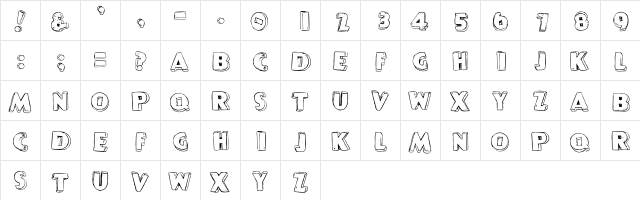 P22PopArt ThreeD  glyph index
