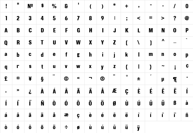 CorpusGothic Medium  glyph index