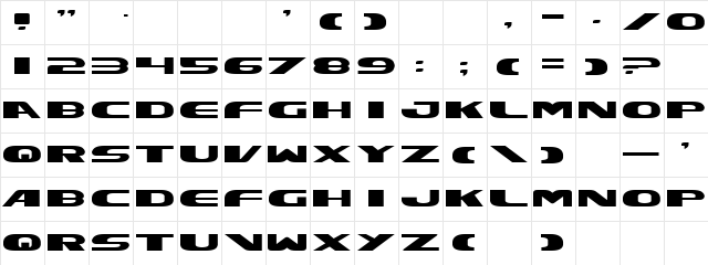 Excelsior Expanded Expanded  glyph index