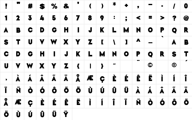 Unique Regular  glyph index