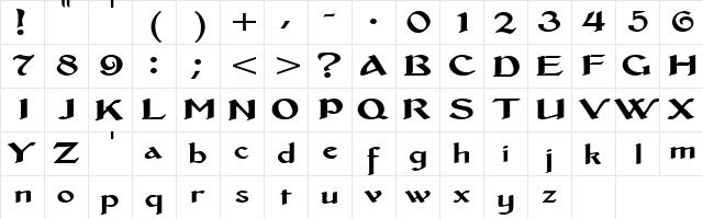 MiddleAgesExtended Regular  glyph index