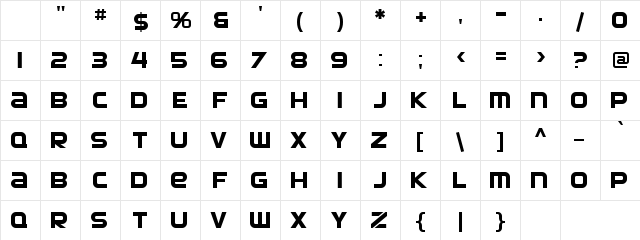 Marcon Kicker Regular  glyph index