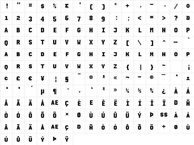 Audimat Mono SmallCapsBold  glyph index