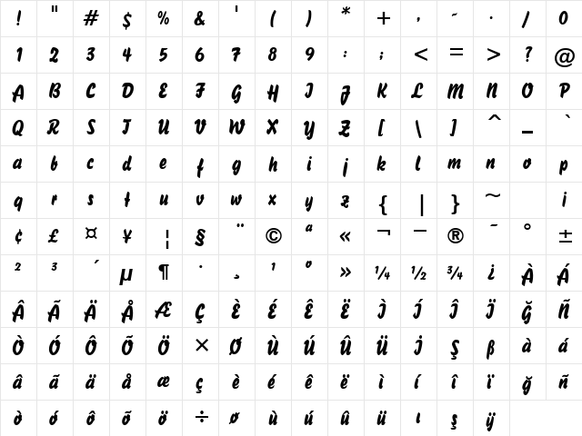 00957 Regular  glyph index