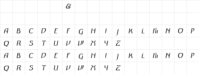 HansonCaps Obliaue  glyph index