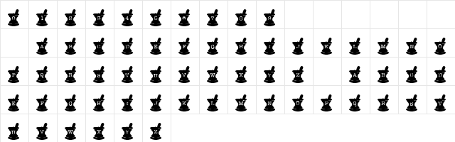 101! Rx Regular  glyph index