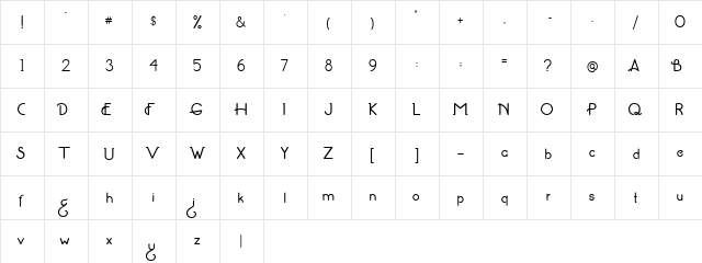 Fatjisti Regular  glyph index