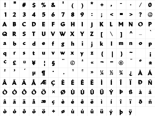 LTBrewery Medium Black  glyph index