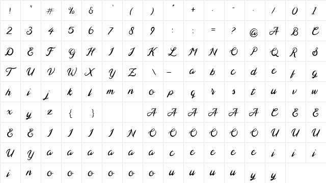 Wolfstar Regular  glyph index