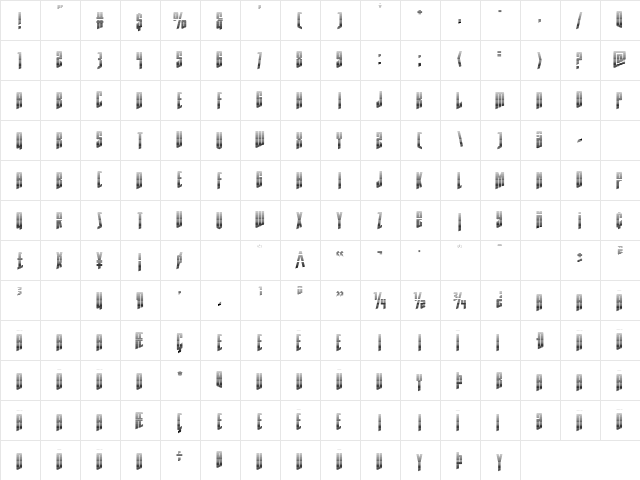 Rhinoclops Gradient Regular  glyph index