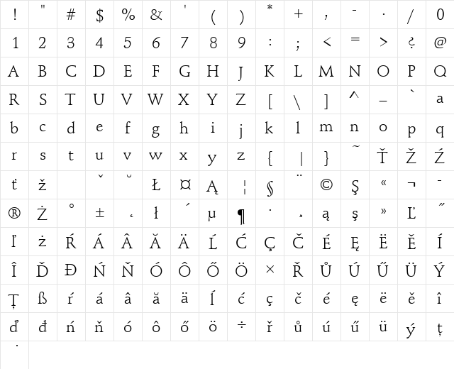 SchneidlerMedTEE Regular  glyph index