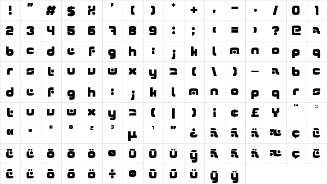 Atmos Regular  glyph index