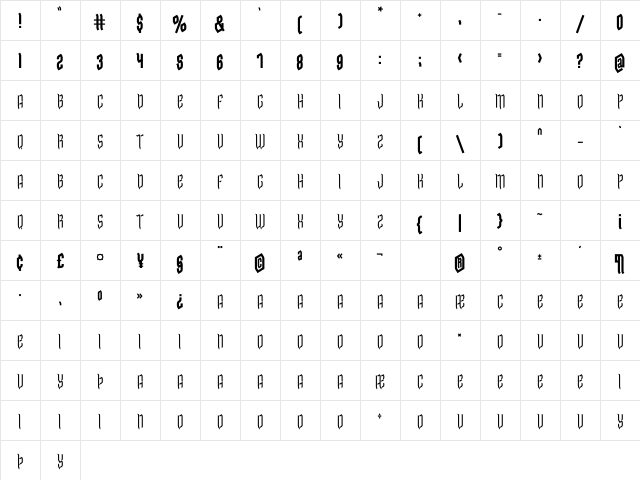 Edge Shadow  glyph index