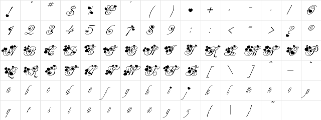 MC Sweetie Hearts Regular  glyph index
