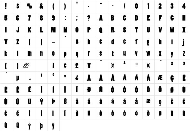 Slot SSi Black  glyph index
