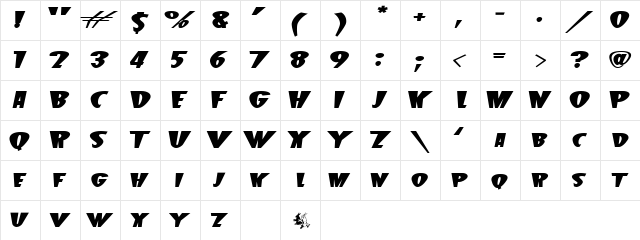 BeetleJ Bold  glyph index
