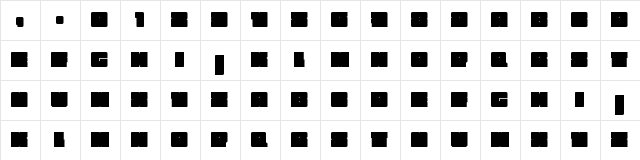 BiggerBetterFasterStrongerPeter Regular  glyph index