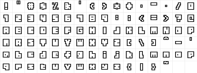Tiny BoxBitA10 Regular  glyph index