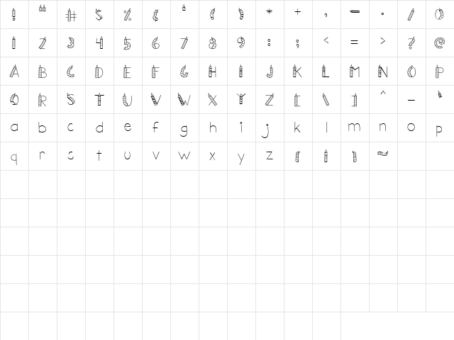 LD Candles Regular  glyph index