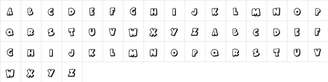 KR Frosted Cake Regular  glyph index