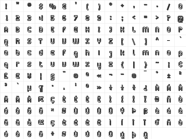 Plasmatica Open Regular  glyph index