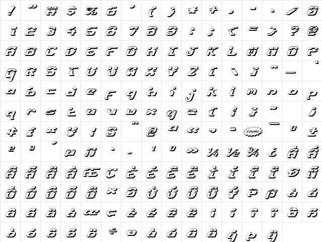 Ensign Flandry LasShad Italic LasShad Italic  glyph index