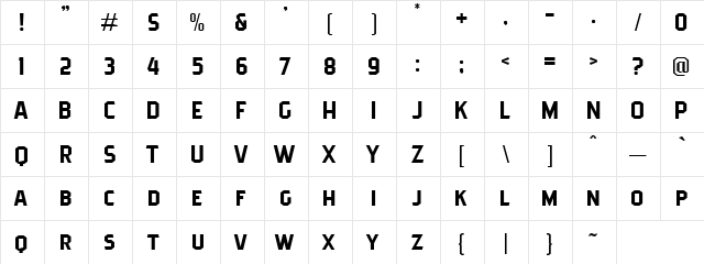 Pittsbrook Sans Regular  glyph index