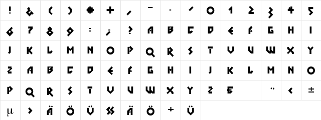 Elbrus Regular  glyph index