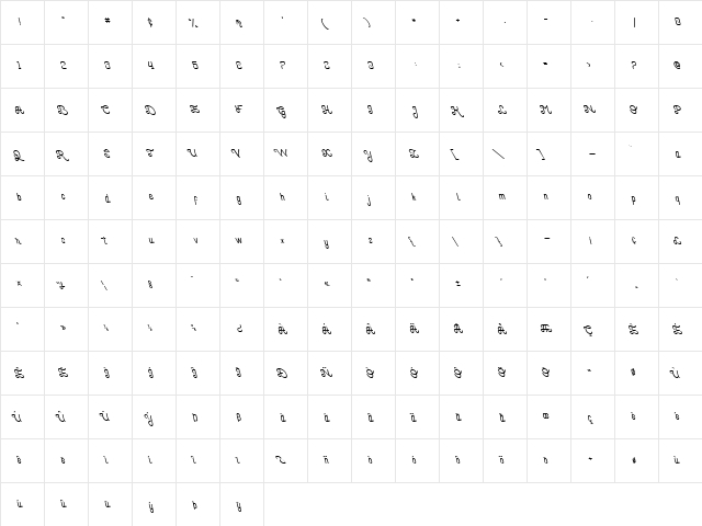 Piccolo Carino Tilted Back  glyph index
