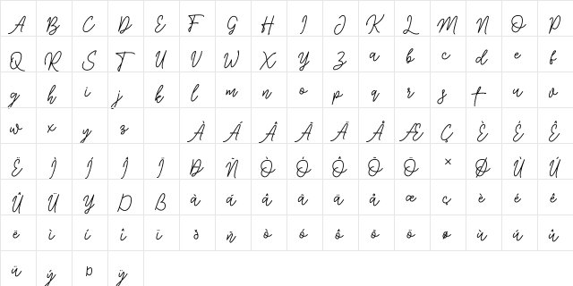 Sigduel Regular  glyph index