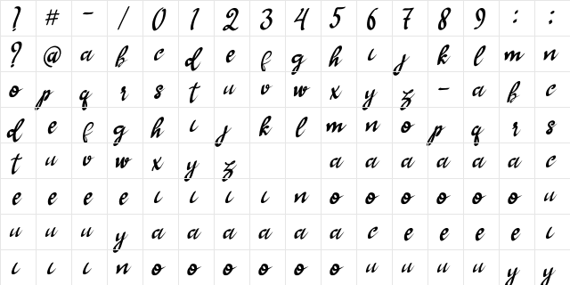 Helala Regular  glyph index